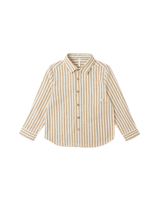 COLLARED LONG SLEEVE SHIRT || GOLDEN STRIPE
