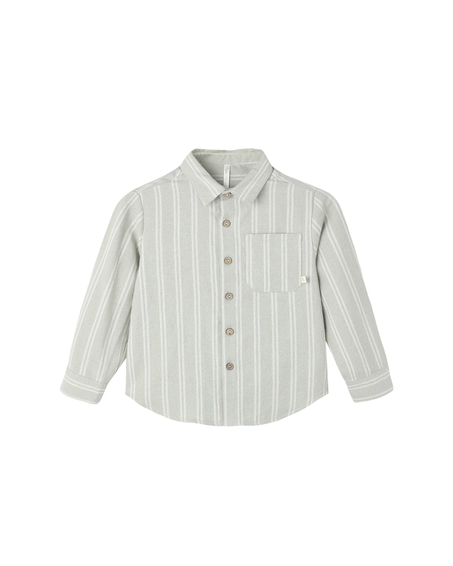 COLLARED LONG SLEEVE SHIRT || SAGE PINSTRIPE