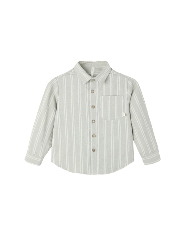 COLLARED LONG SLEEVE SHIRT || SAGE PINSTRIPE