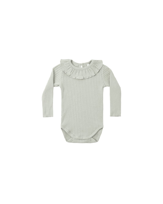 RUFFLE COLLAR BODYSUIT || SAGE