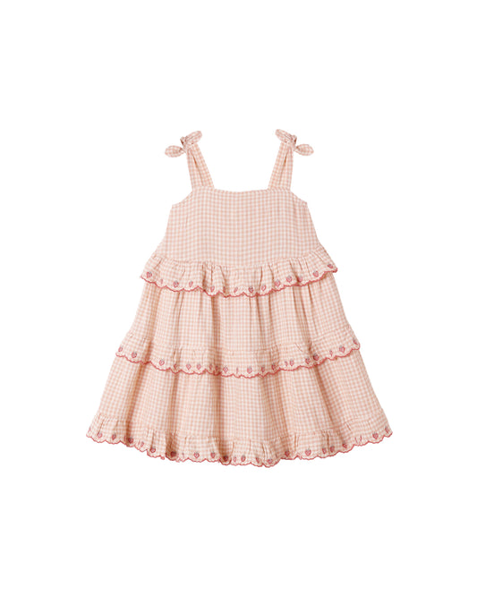 RUFFLED SWING DRESS || PETAL GINGHAM