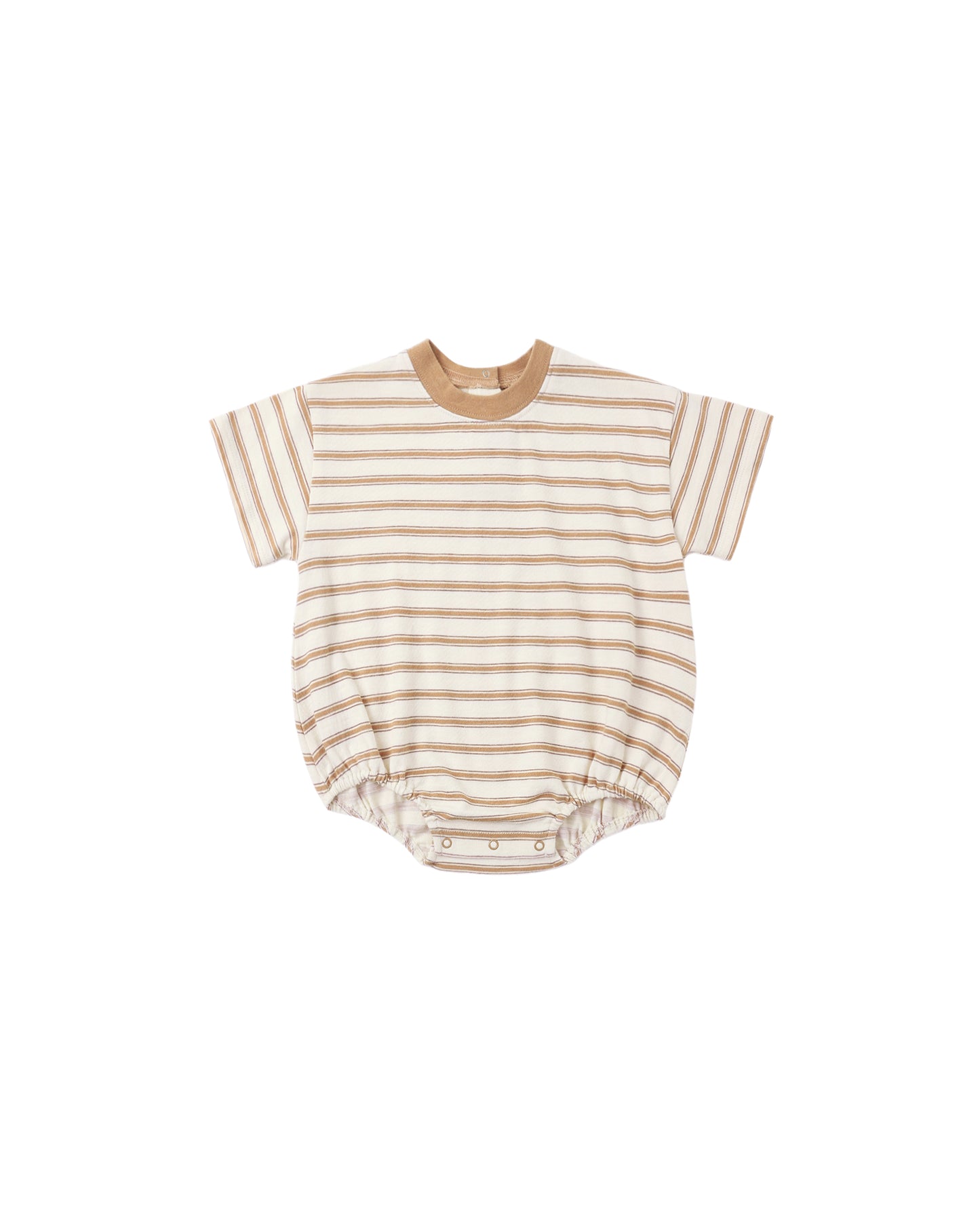 RELAXED BUBBLE ROMPER || FAWN STRIPE