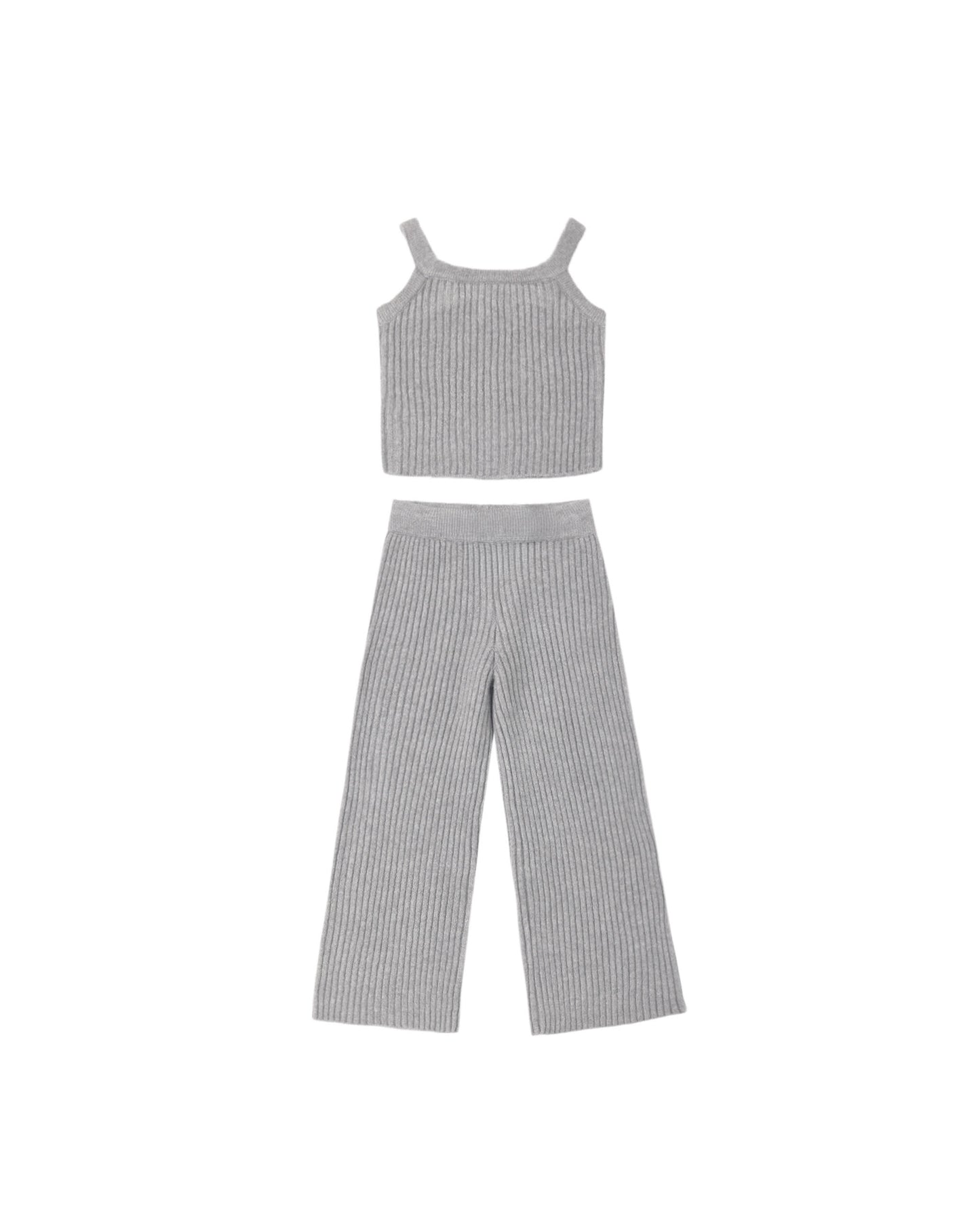 FUZZY KNIT LOUNGE SET || DUSTY BLUE