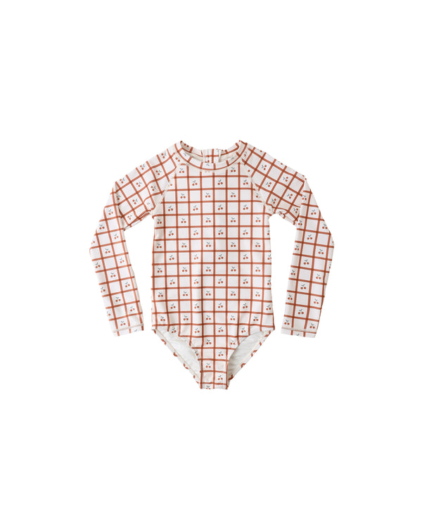 DELPHINE RASHGUARD ONE PIECE || CHERRY CHECK