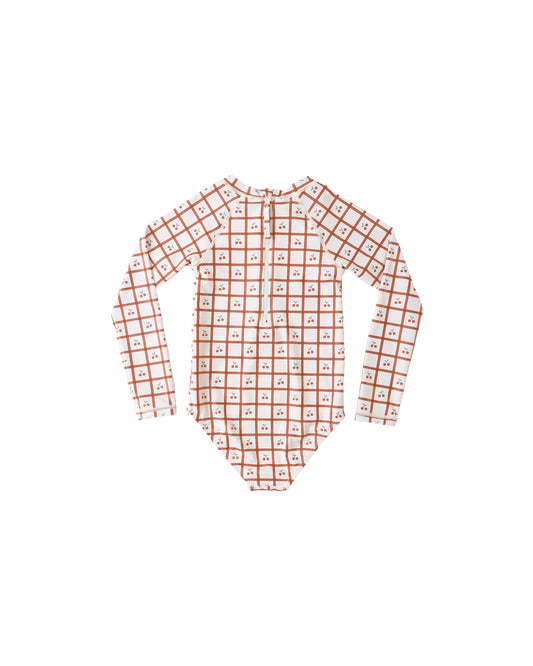 DELPHINE RASHGUARD ONE PIECE || CHERRY CHECK