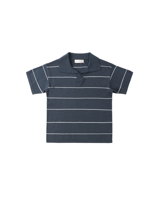 CHANDLER KNIT POLO || NAVY STRIPE