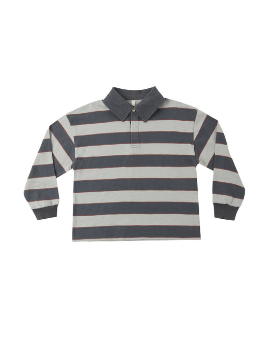 RUGBY POLO || SAGE STRIPE