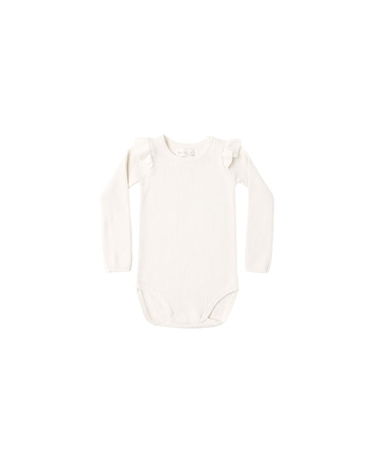 SHOULDER RUFFLE BODYSUIT || NATURAL