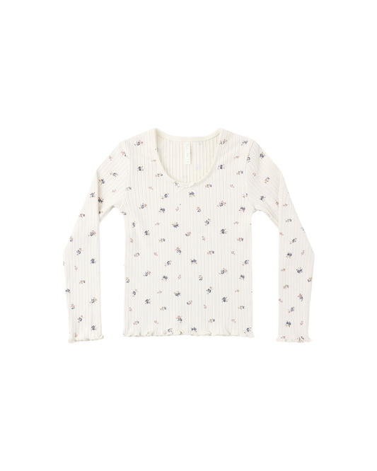 RIBBED LONG SLEEVE | NATURAL DITSY