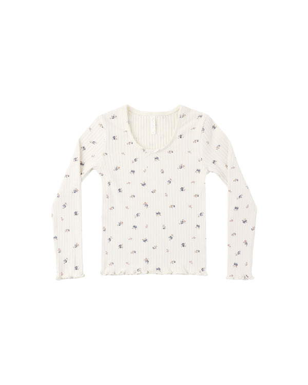 RIBBED LONG SLEEVE | NATURAL DITSY
