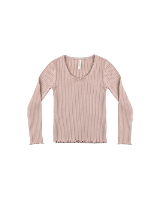 RIBBED LONG SLEEVE || ROSEWOOD