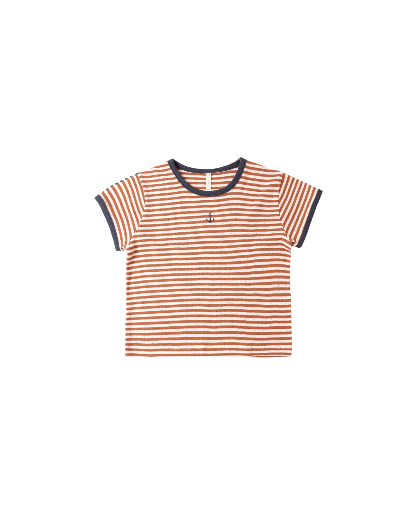 POINTELLE TEE || POPPY STRIPE