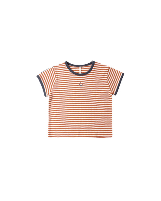POINTELLE TEE || POPPY STRIPE