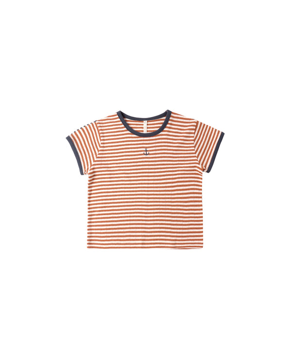 POINTELLE TEE || POPPY STRIPE