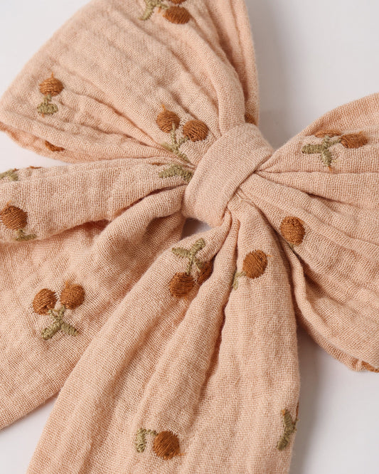 OVERSIZED BOW || CHERRY EMBROIDERY