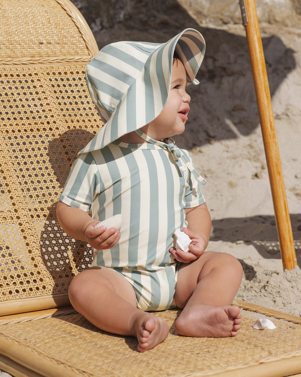 SHORTY ONE-PIECE || GREEN STRIPE
