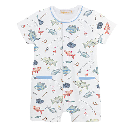 Printed Romper w/ Pipping | Fishing Day