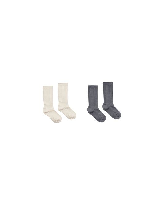 RIBBED SOCK SET | NATURAL + INDIGO