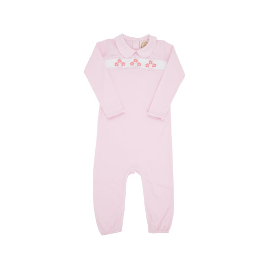 Rigsby Romper | Palm Beach Pink With Flower Smocking