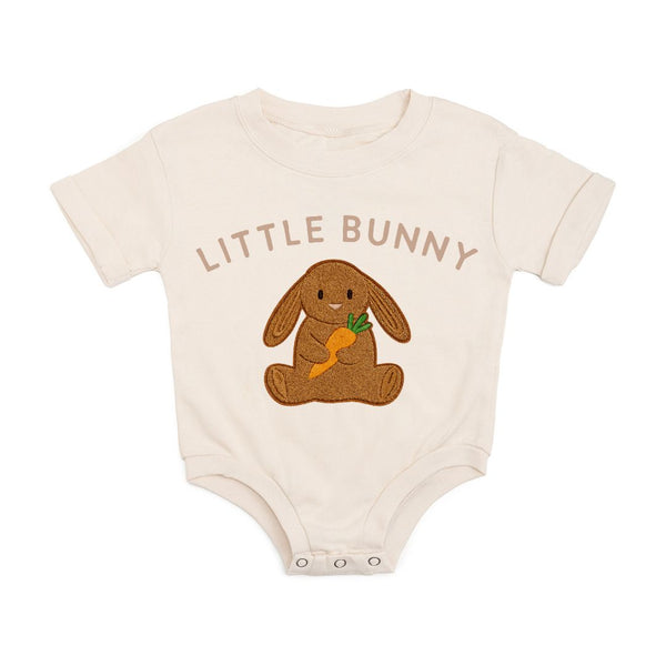 Little Bunny Patch Easter Short Sleeve Romper