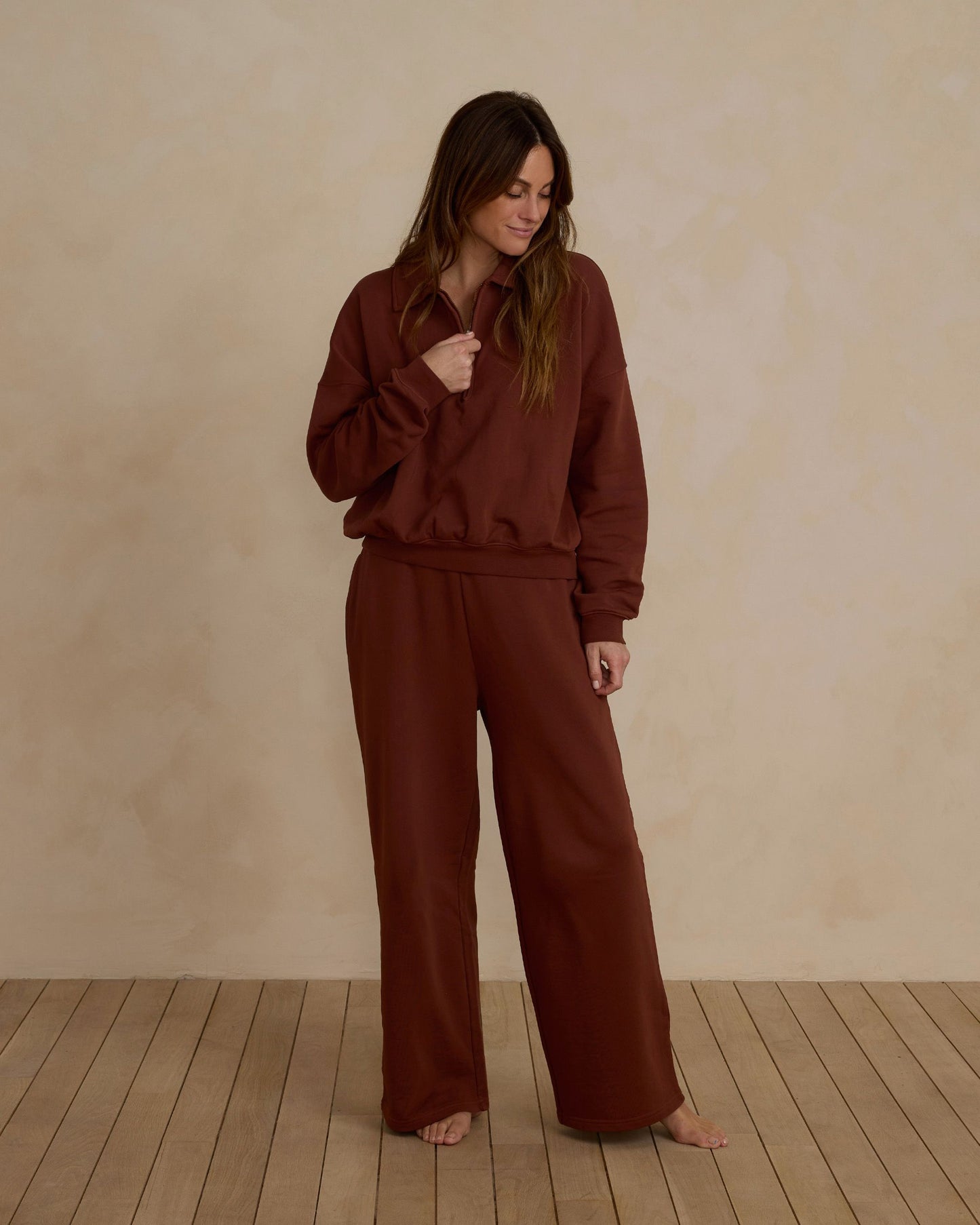 WIDE LEG SWEATPANT | BRICK