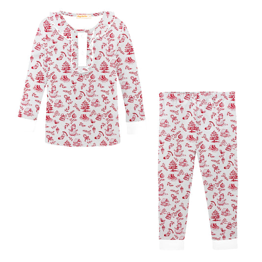 Ruffle Pajama Set | Christmas Toile