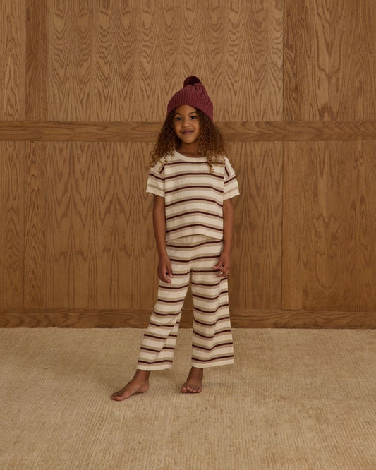 BOXY CROP KNIT TEE || AUTUMN STRIPE