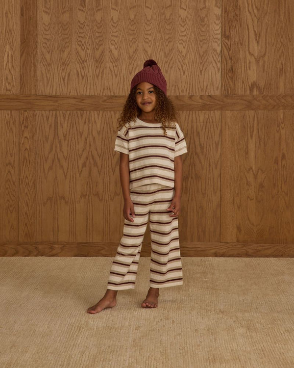BOXY CROP KNIT TEE || AUTUMN STRIPE