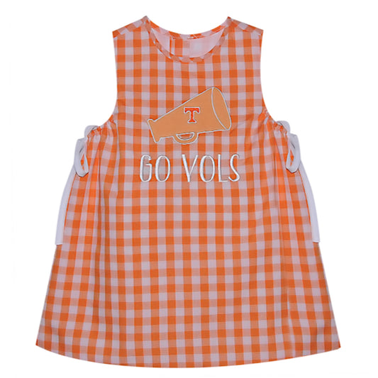 Megaphone Applique Dress | Orange/White Gingham