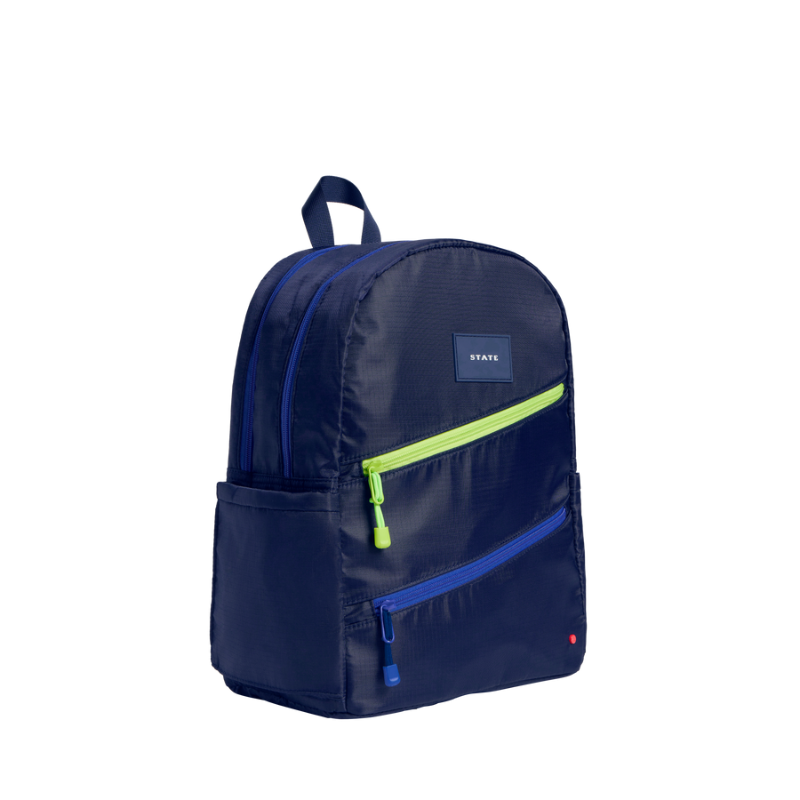 Kane Double Pocket Backpack | Navy Diagonal Zipper