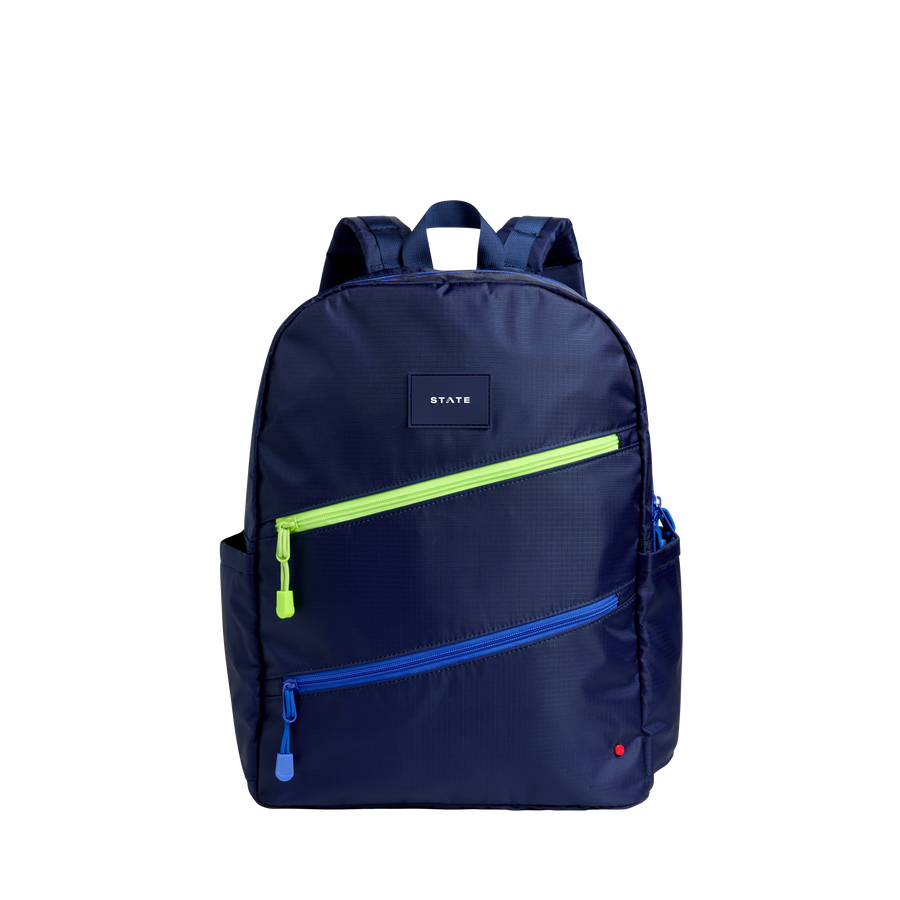 Kane Double Pocket Backpack | Navy Diagonal Zipper