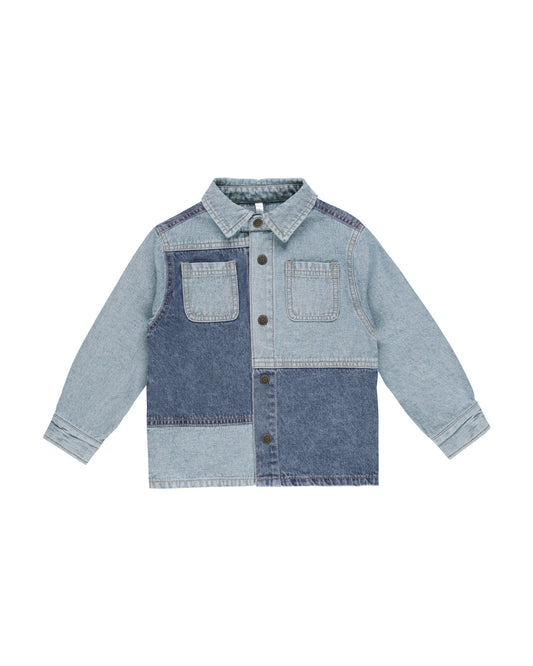 PATCHWORK OVERSHIRT | LIGHT WASHED DENIM