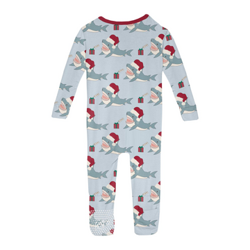 Print Convertible Sleeper with Zipper | Illusion Blue Holiday Sharks