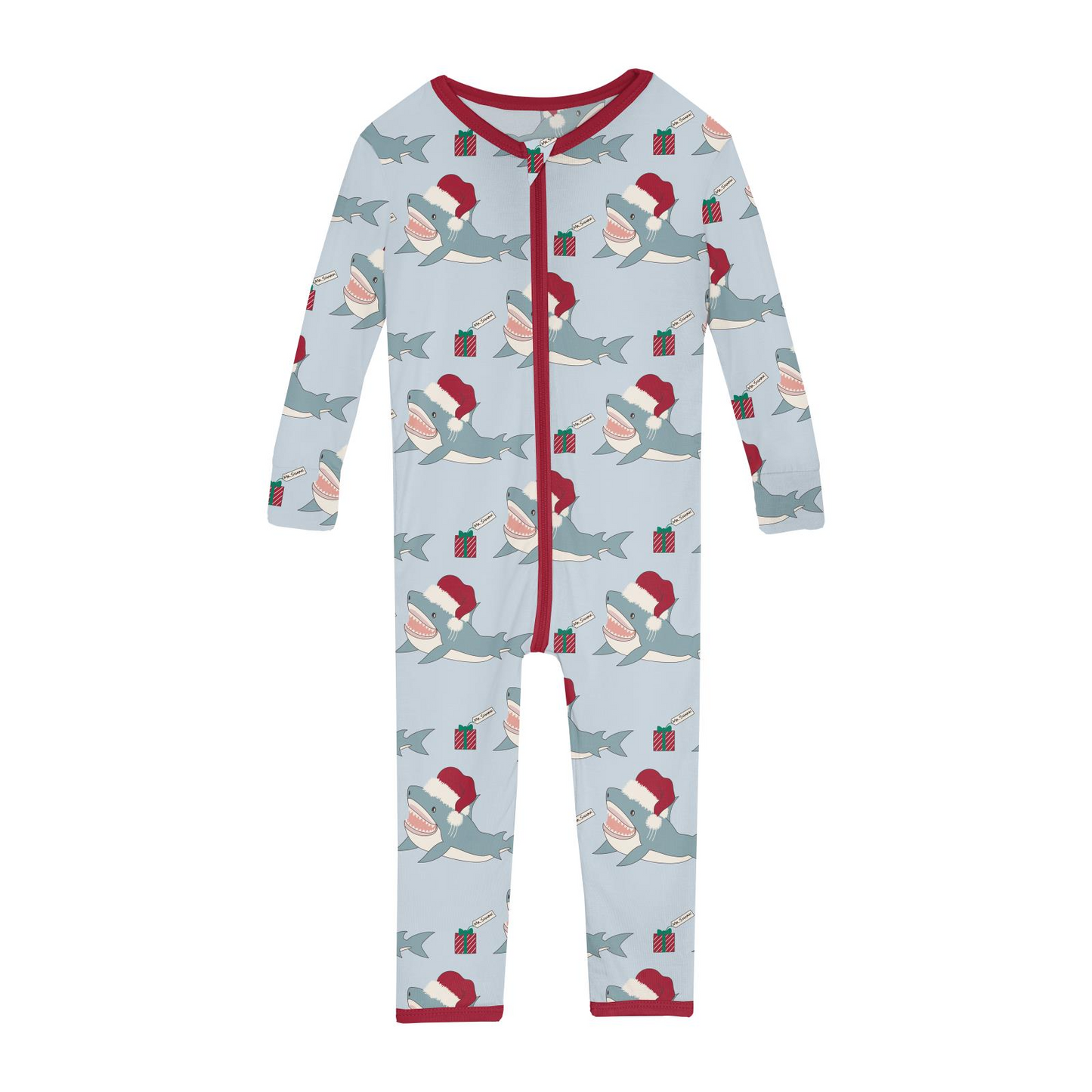 Print Convertible Sleeper with Zipper | Illusion Blue Holiday Sharks