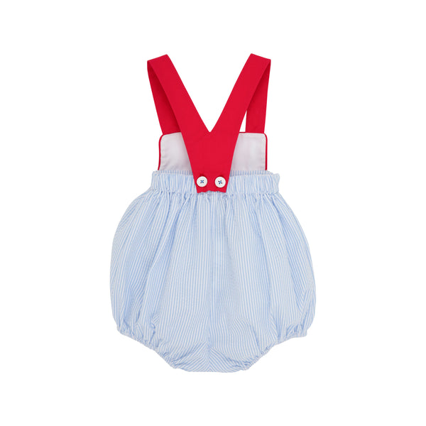 Samprey Sunsuit Breakers | Blue Seersucker With Worth Avenue White And Richmond Red