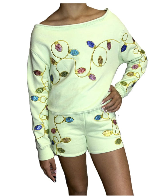 Sequins Christmas Lights Shorts