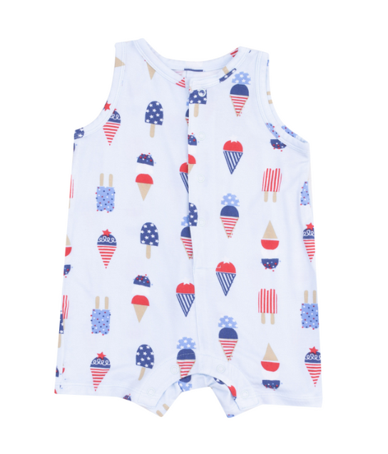 Sleeveless Shortie Romper | American Ice Cream Blue