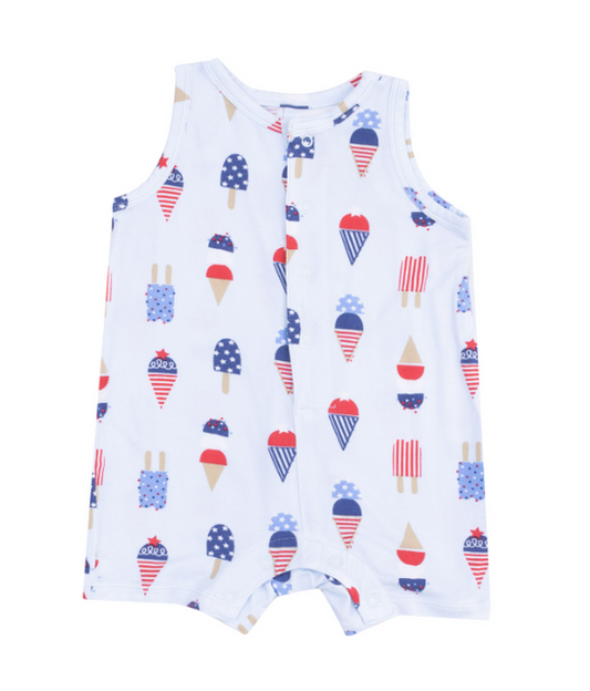 Sleeveless Shortie Romper | American Ice Cream Blue