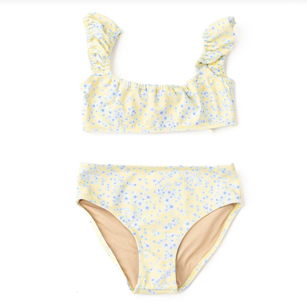 Ribbed Cap Sleeve Girls Two-Piece Swimsuit | Butter Blooms