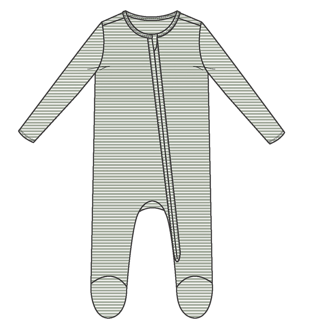 2 Way Zipper Footie | Desert Green Stripe