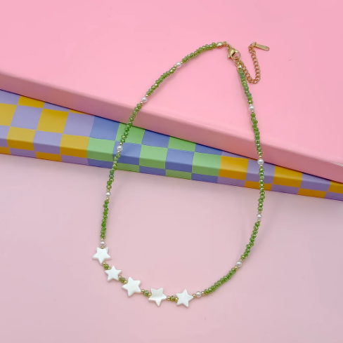 Twinkle Beads Necklace | Lime Green