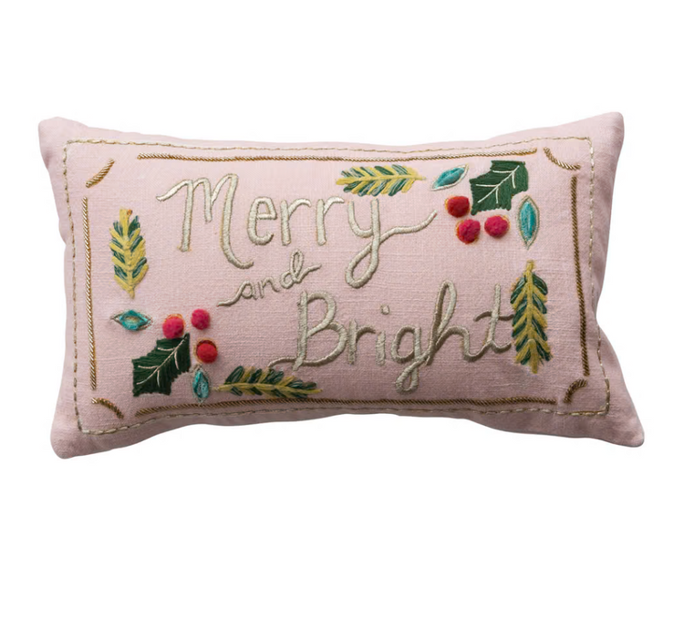 "Merry and Bright" Cotton Slub Lumbar Pillow