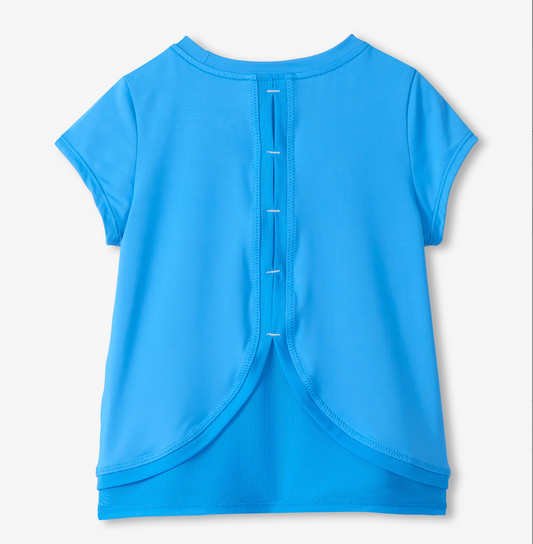 Mesh Trim Tee, Malibu Blue