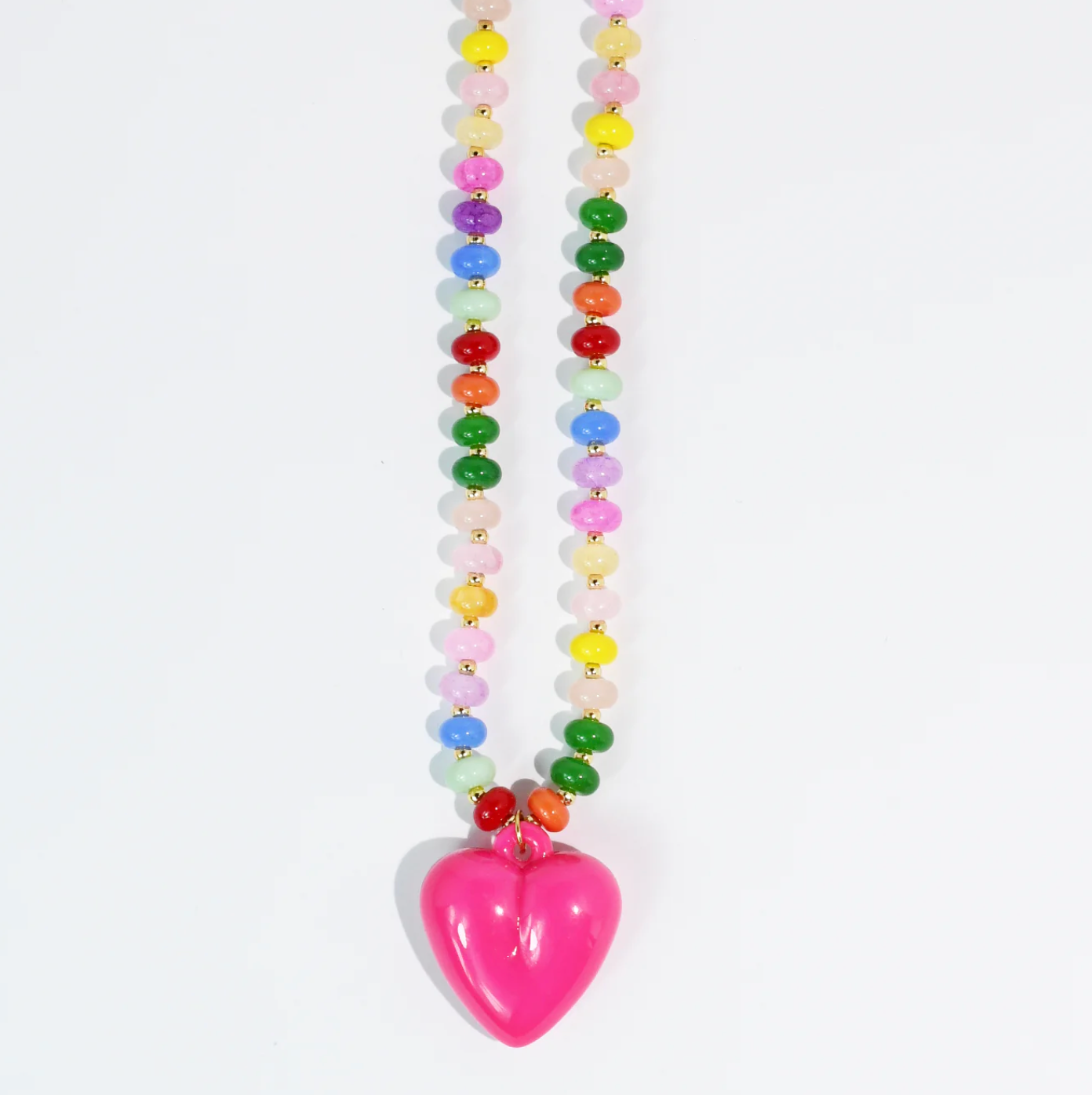 Happy Colorful Heart Necklace | Hot Pink