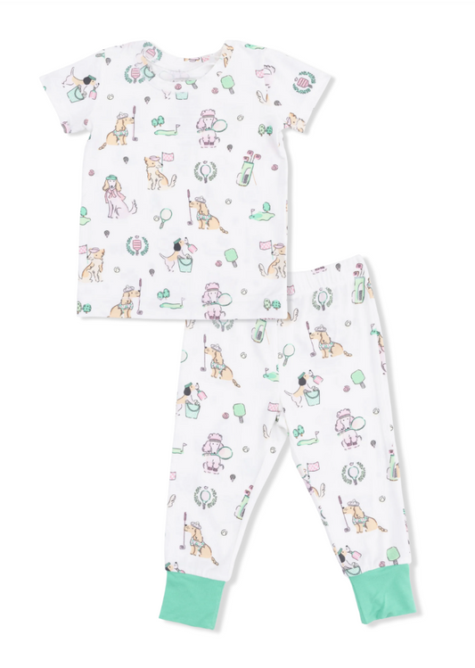 Short Sleeve Loungewear Set | Country Club Dogs Pink