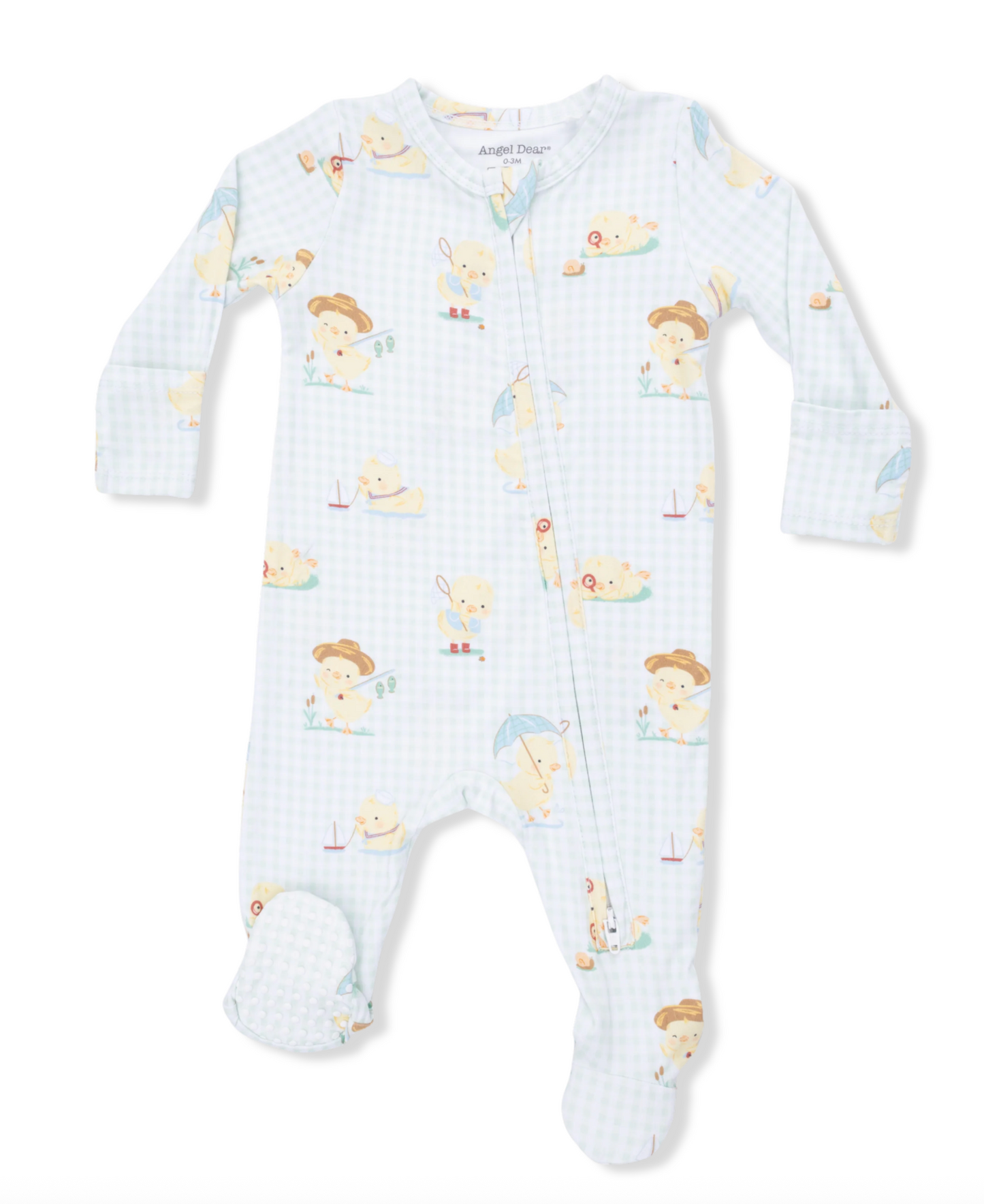 2-Way Zip Footie | Vintage Spring Ducklings Green