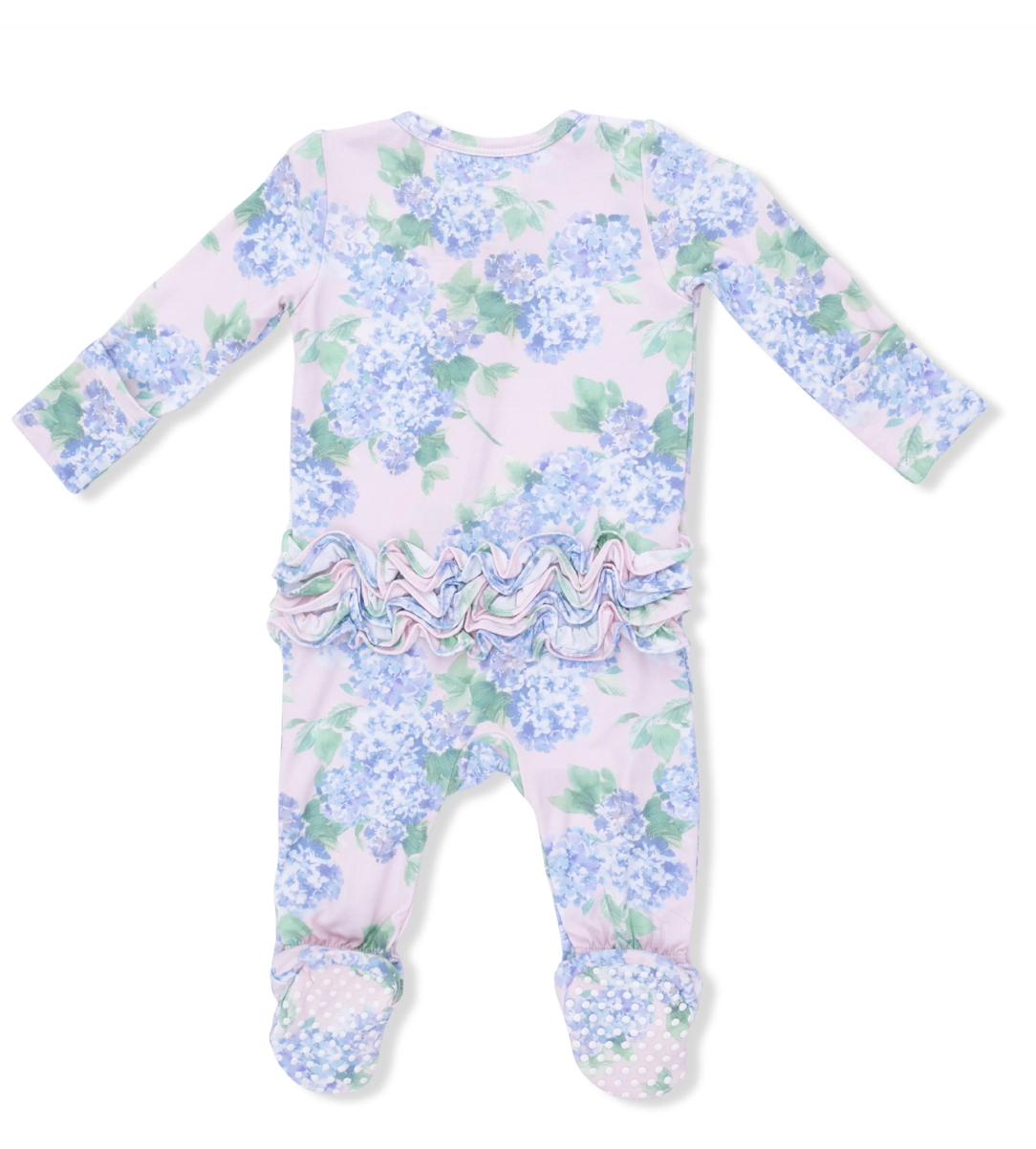 2 Way Ruffle Back Zipper Footie | Hydrangeas