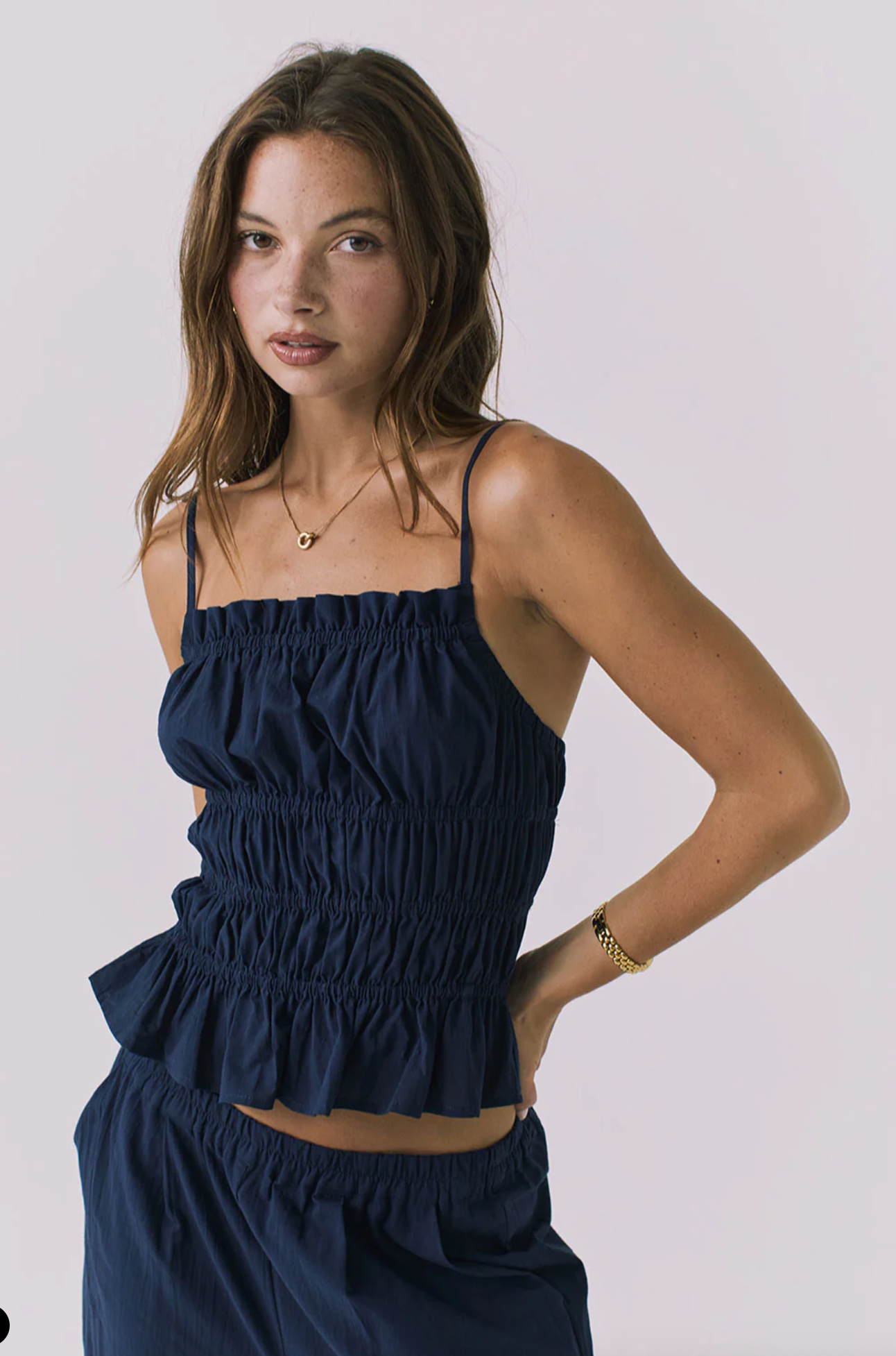 Lorenzo Poplin Tank | Navy