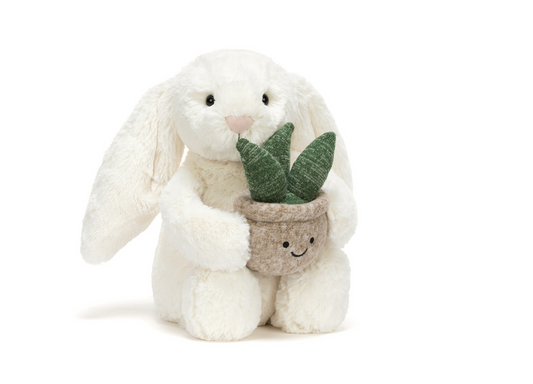Cream Bunny with Plant