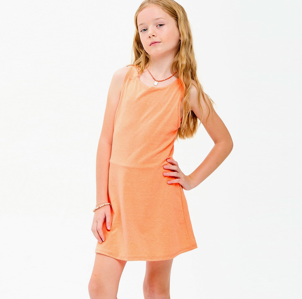Cross Strap Back Mini Dress | Neon Orange